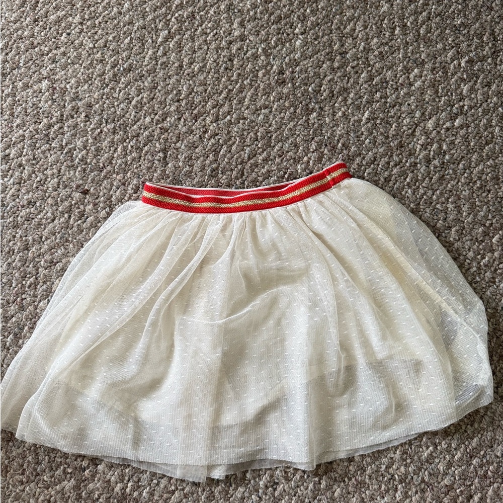 Gymboree White Tulle Skirt with Red Trim